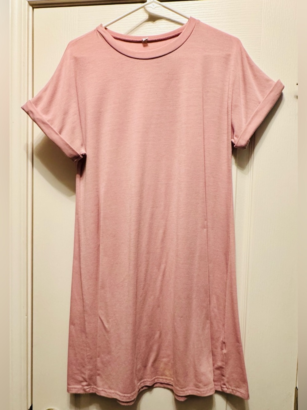 Soft Pink Short Sleeve T-Shirt Dress Size Large